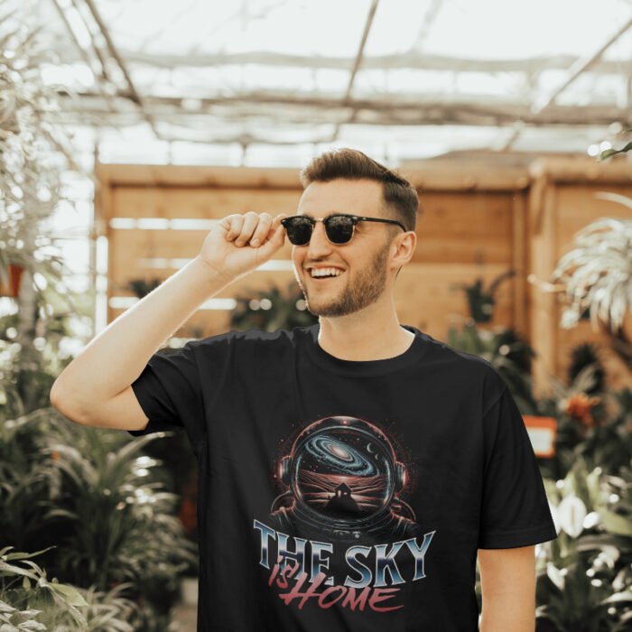 The Sky is Home: Black Oversized DTG Printed T-Shirt - Image 3
